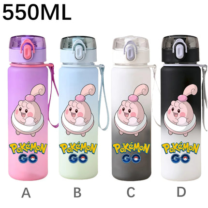 550ML Pokemon Sports Water Bottle Pikachu Mewtwo Gengar Eevee Portable Cartoon Drinking Cup Outdoor Hiking Gym Fitness Jugs