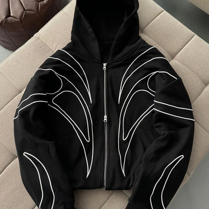 New American street style personalized cross foam printed men's and women's fashionable loose hooded sweatshirt