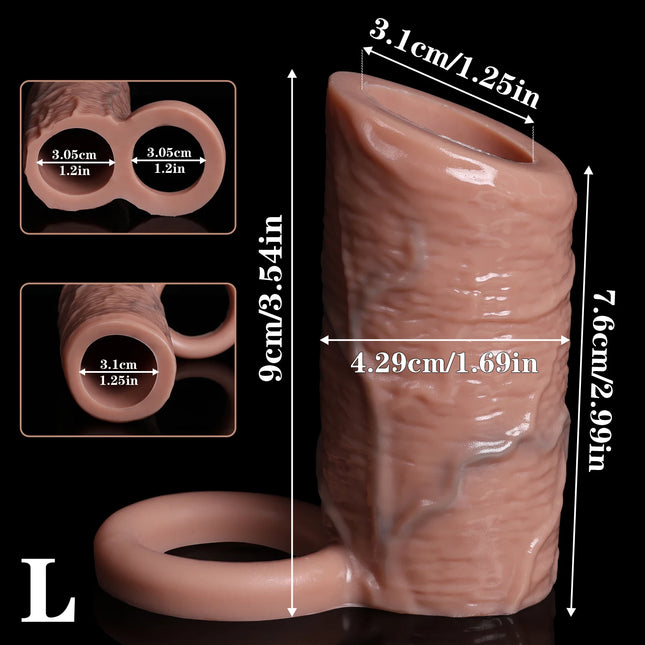 Thicken Cock Sleeve Lock Sperm Penis Ring Adult Men Sex Toy Enlarged and Soft Silicone Dick Sleeve Enlargement Sexy Toy Male 18+