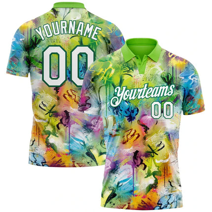 Fashion Graffiti Graphic Polo Shirts For Men Custom Name Team Name Number 3D Printed Polo Shirt Loose Breathable Lapel Tees Tops