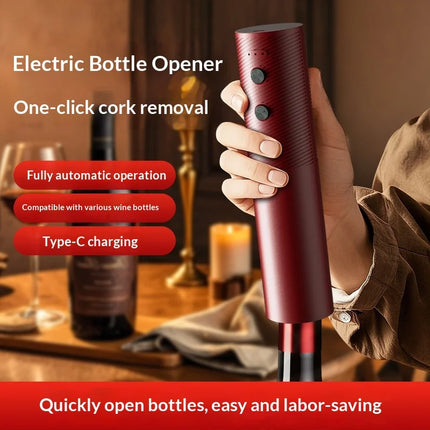 Electric Wine Bottle Opener Rechargeable Automatic Corkscrew with One-Click Button Portable Kitchen Bar Tool for Red Wine Gifts