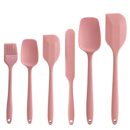 6 Pieces Silicone Spatula Set Non-Stick Heat Resistant Spatula Oil brush Cream Mixing Spoon for Cooking Baking Mix Baking Tools