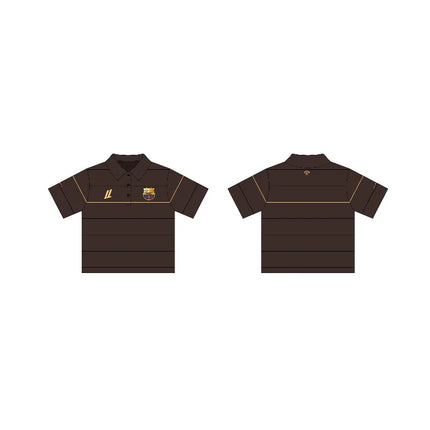Y2k Barca Polo Shirt Retro Two Color Embroidered Logo Men Women Sweatshirt High Street Casual Streetwear Unisex Boxy Polo Shirt