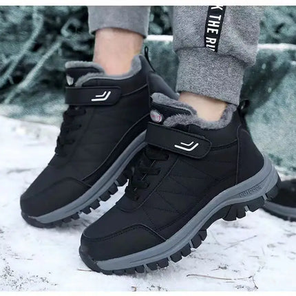 Men's Winter Thick Bottom Snow Boots Warm Fleece Lined Casual Sports Shoes Outdoor Anti-slip Cotton Shoes round Toe Flat Heel