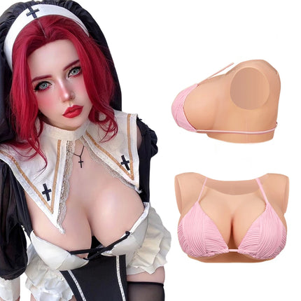 Low-neck silicone ultra-realistic fake breasts B/C/D/F/G cup sizes Breathable and comfortable Suitable for cross-d