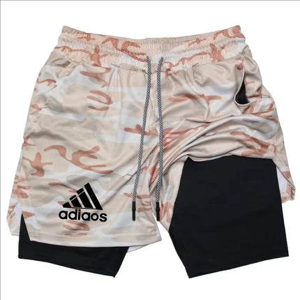 Men'S Compression Shorts Summer Gym Fitness Running Training Sports Shorts Two-In-One Mesh Breathable Quick-Drying Shorts
