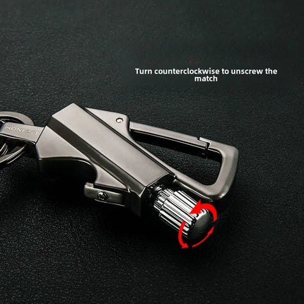 Outdoor multifunctional portable match keychain, fuel lighter, metal, camping ignition tool, men's gadget
