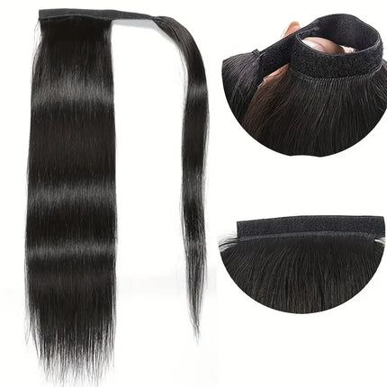 Straight Ponytail Extension Human Hair Clip in Pony Tail Hair Extensions Remy Natural Black Human Hair Ponytail Extensions