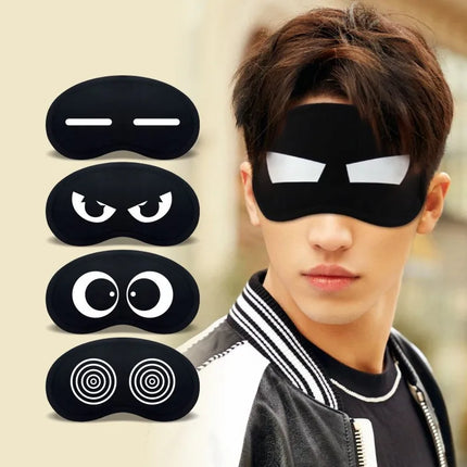 Cute Expression Black Blackout Eye Mask Women Girl Men Office Travel Essential Gift Unisex Funny Cartoon Nap Time Sleep Eye Mask