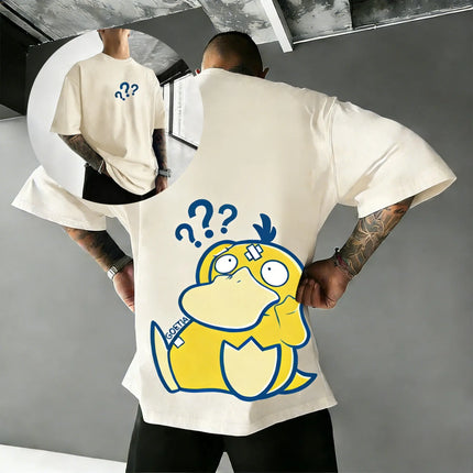Pokemon Anime Psyduck Printed T-shirt Men's and Women's T-shirt Men's Tops Harajuku Y2K T-shirt 2026 Summer New Tee Streetwear