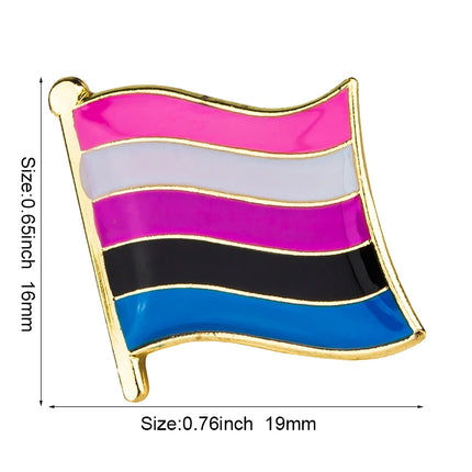 Gender Fluid heart shaped  Badge Symbol Pin Metal Badges Decorative Brooch Pins for Clothes Brooch Jewelry XY0325-2