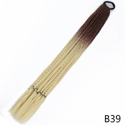 AZQUEEN Synthetic Gradient Color Dirty Braided Ponytail 60CM Elastic Rubber Band Braiding Pony Tail Hair Extensions For Girls