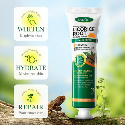 3/5pcs SADOER Licorice Root Vitamin C Hand Cream Hydrate Moisturizing Whiten Skin Remove Blemish Anti Wrinkle Hand Lotion 30g