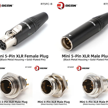 Tiny XLR Cable Connector Male Female 3 4 5 Pin Mini XLR Plug/ Male Socket RT5MP  Wireless Bodypack Headphone Microphone Jack