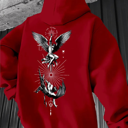 Oversized Unisex Royal Blue Hoodie Angel Demon Double Side Print 2026 Spring Autumn Korean Ulzzang Y2K Viral Street Sweatshirt