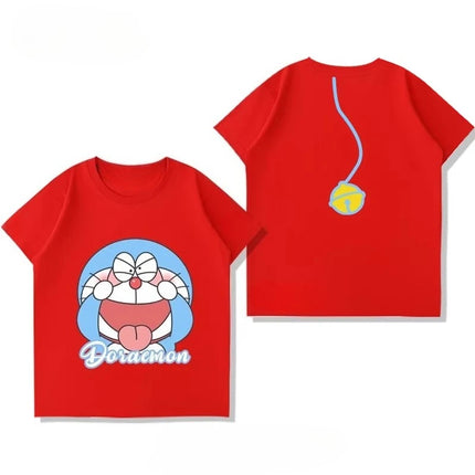 Potdemiel Summer New Doraemon Children's Pure Cotton T-Shirt, Boys and Girls Tops, Comfortable and Breathable Children's T-Shirt