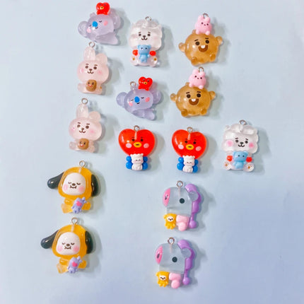 10pcs Kawaii  Koala Heart Resin Cute Charms For Jewelry Making Earrings Necklace Keychain Diy Handmade Accessories