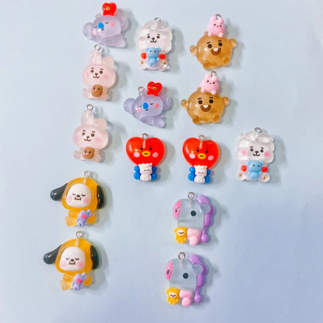10pcs Kawaii  Koala Heart Resin Cute Charms For Jewelry Making Earrings Necklace Keychain Diy Handmade Accessories