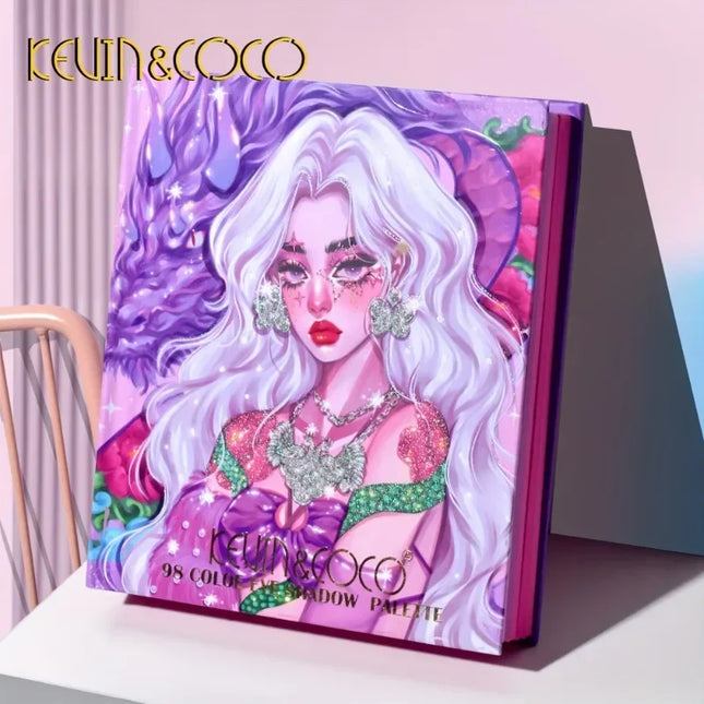 KEVIN&COCO98-colorFlip Book Eyeshadow Palette Matte PearlBlush ContourHighlighter EarthyColor Multi-functional Facial Makeup Set