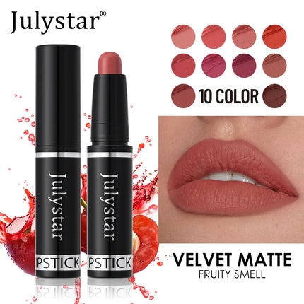 Julystar Nude Brown Matte Lipstick Pen Waterproof Lasting Non-Stick Cup Velvet Fruit Lipstick Lip Tint Pencil Makeup Lip Stain