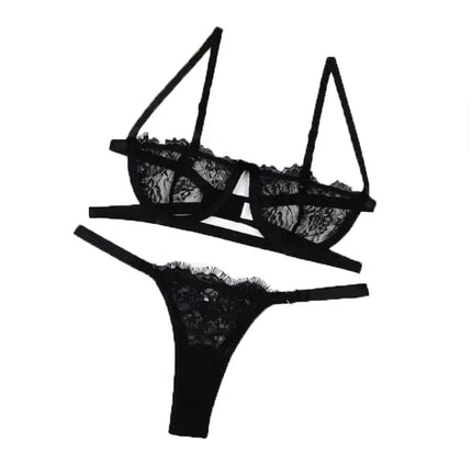 Sexy Lingerie Woman Lace Transparent Underwear Fairy Embroidery Brief Sets Delicate Bra Kit Push Up Breves Sets Thin Bras