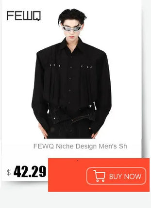 FEWQ Fashion Men's Shirts Turn-down Collar Long Sleeved Pattern Design Casual Single Breasted Loose Male Tops Spring 24K2996