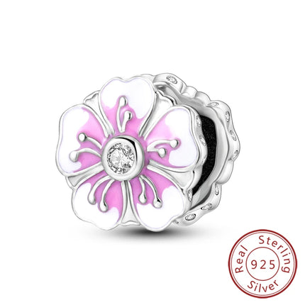 Spring Charms Beads Pendant 925 Sterling Silver Flower Butterfly Dragonfly Mushroom Charms Fit Bracelet Woman Man DIY Jewelry