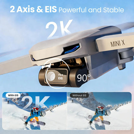 Drone with Camera for Adults, 2K EIS GPS Foldable FPV Quadcopter with Auto Return, One-Key Take Off/Landing, Follow Me, Optical Flow, Speed Adjustment, 5G FPV Transmission, 2 Batteries, Gift for Teens