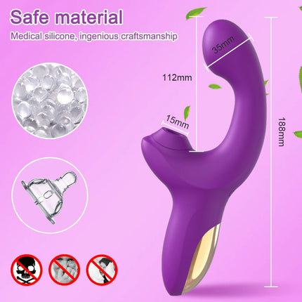 Powerful 20 Speeds Dildo Vibrator Female Clit Sucker Vacuum Clitoris Stimulator Adults Goods Finger Wiggling Sex Toy for Women