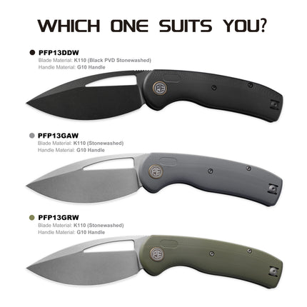 Petrified Fish PFP13 Folding Knives edc Tool K110 Steel Blade Knife on Bearing G10 Handle Lightweight Pocketknives Hunting