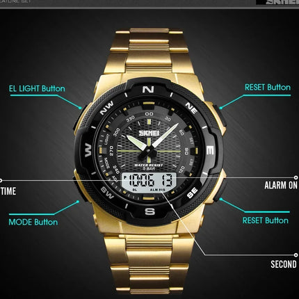 SKMEI 1370 Luxury Full Steel Business Waterproof Watch Relogio Masculino Watch Men Fashion Sport Quartz Clock Mens Watches