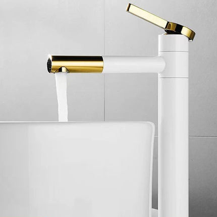Basin Faucets Brass Bathroom Faucet Vessel Sinks Mixer Vanity Tap Swivel Spout Deck Mounted White Color Washbasin Faucet LT-701B