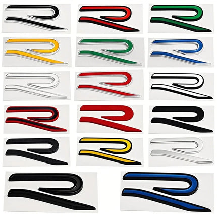 New R Emblem Car Metal Body Tail Trunk Sticker Car Grill Badge Emblem For Volkswagen VW GTI Rline Polo Golf MK8 Touareg Passat