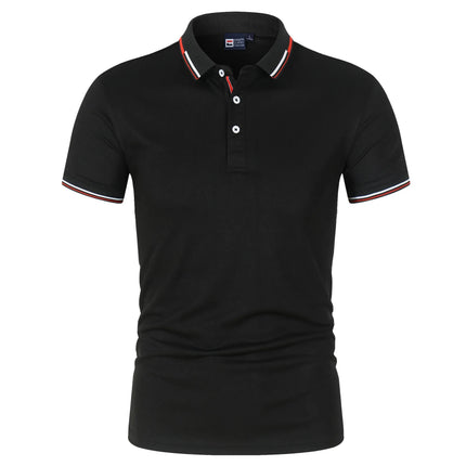 Summer Polo T Shirt Men's Solid Color Polo Shirt Short Sleeved T-shirt European and American Loose Stand Up Collar Casual Top