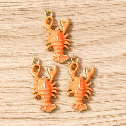 10pcs Cute Mix Marine Life Charms Enamel Starfish Lobster Crab Charms Pendants for Jewelry Making Necklaces Earrings DIY Gifts