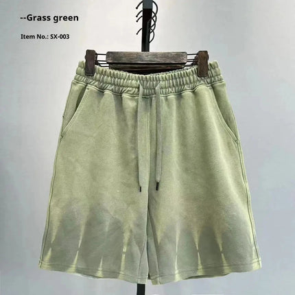 2025 Men's Casual Distressed Washed Shorts Loose Spring and Summer Solid Color Fashionable Streetwear Outdoor Breathable