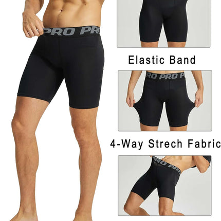 3 Pack Compression Shorts Men Quick Dry Workout Underwear Boxer Brief Biking Running Athletic Training Tights Sport Short