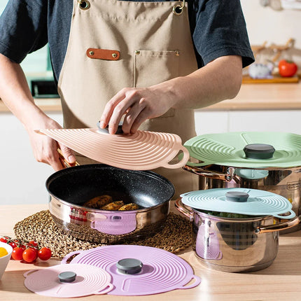 1/5Pcs Anti Overflow and Dustproof Silicone Pot Cover Fresh Keeping Cover Refrigerator Microwave Oven Sealed Pot Cove