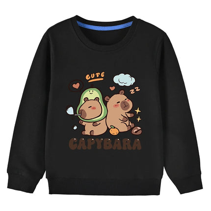 Cute Capibara Cotton Sweatshirt For Boys And Girls Children's Funny Hoodies For Autumn Kids Long Tshirt Outdoor Sports Sweater