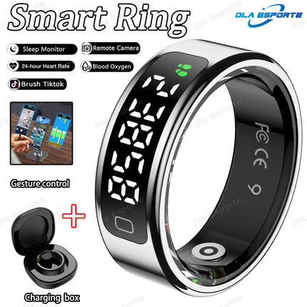 2026 New Video Control GPS Motion Smart Ring LED Display Heart Rate&Blood Oxygen Smartring IP68&5ATM Waterproof Sports Smartring
