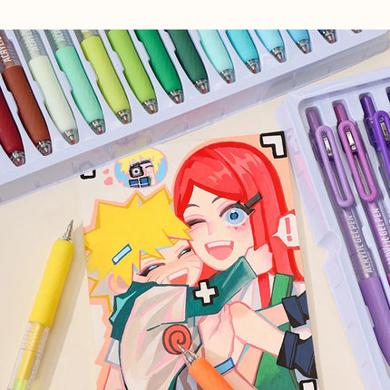 Languo Acrylic Painting Gel Pen Set 36/90 Colors Retractable 0.7mm Handbook Pen Multi-Color Student Writing Drawing Marker Pens