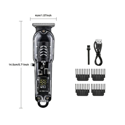 Transparent Body Electric Hair Clipper Professional Trimmer USB Rechargeable Hair Cutting Machine for Men Holiday Gift for Him