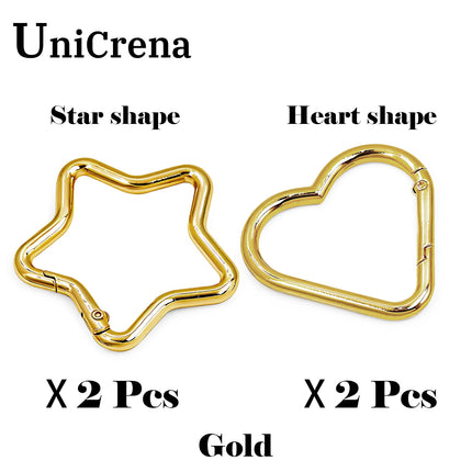 UniCrena Heart Carabiner Clip 4Pcs Spring Snap Hook Carabiner Keychain Ring Clip for Backpack Keys Travel Camping, Bulk Supplies