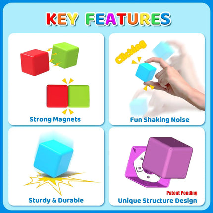12PCS Magnetic Blocks, Gifts for 3 4 5 6 Year Old, Magnet Building Blocks for Toddlers Girls & Boys, Sensory - Montessori
