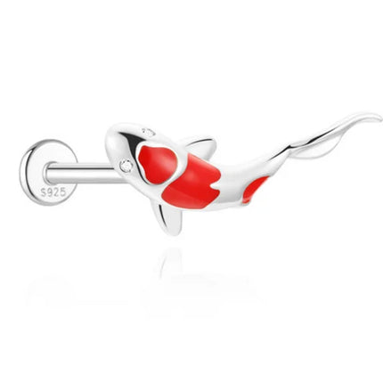 CANNER 1PC 925 Sterling Silver Crown Horse Eye Zircon Heart Flat Head Cartilage Piercing Stud Earring For Women Claasic Earring