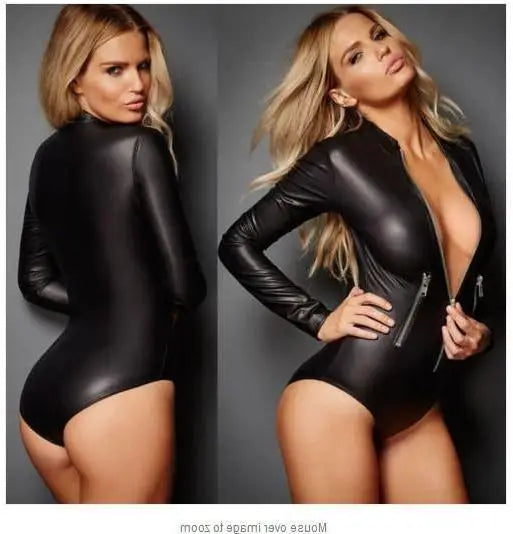 Sexy Adult Male Plus Size Female Bodysuit Lingerie Leather Women Hot Erotic Underwear Ladies Latex Catsuit Spandex Leotard Sex