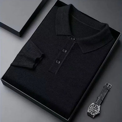 100% Pure Wool Cashmere Sweater Men's POLO Neck Knitted Pullover Autumn Winter New Warm Top Fashion Korean Edition Jacket