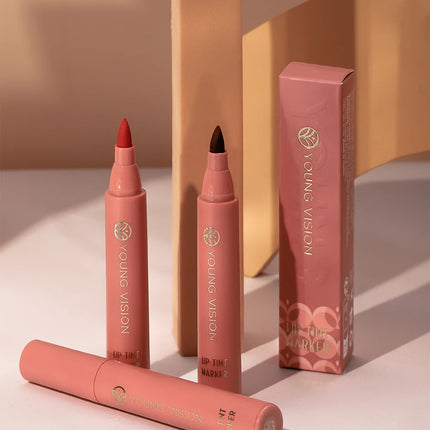 Lip Tint Pen, 6 Colors Available, Matte Water Lipstick, Non-Stick Cup, Long-Lasting, Smooth Lip Liner and Lip Stain Combo