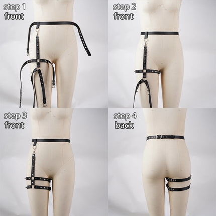 leather leg harnesses for women gothic Single-sided leg strap Adjustable Party Cosplay leather garter belt harness