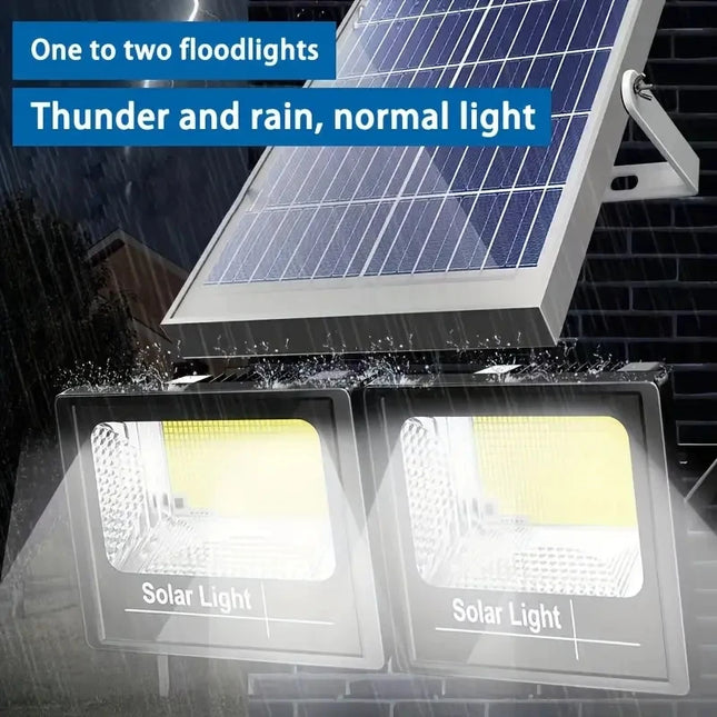 400W LED Solar Light, High Brightness, 2-Head Floodlight, Waterproof Outdoor Garden Wall Light with Aluminum Solar Panel for Garden